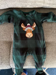green fleece moose jammies 0-3 Months