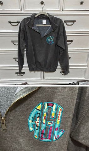 Gildan Gray monogram sweatshirt ALG initials on front Women's - S