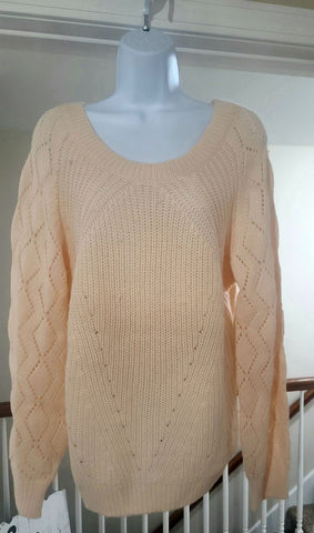 Basic Cream sweater, looks cute off the shoulder Women's - M