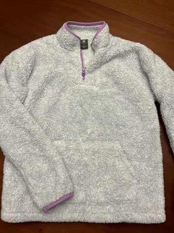 Xersion Grey purple fuzzy pullover 16