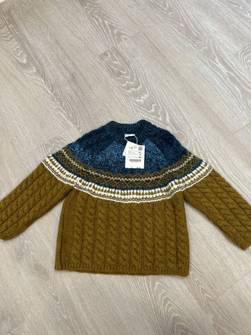 Zara NWT Brown blue sweater, so soft and warm. Sz 3/4 3T/3