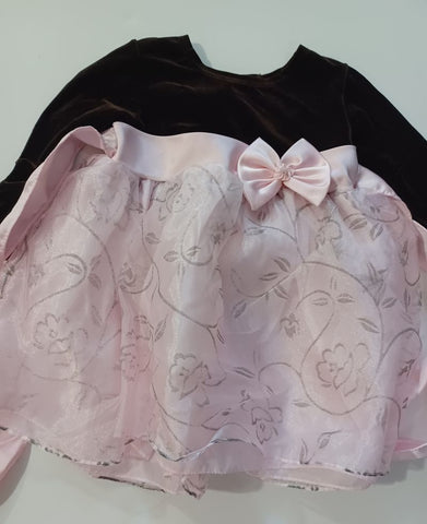 Bonnie Baby Brown 'Velvet' & Pink - design faded 18 Months