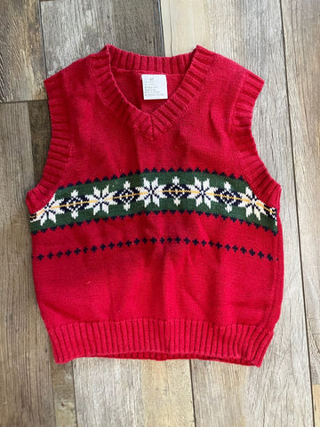 Vest SIZE 3T Christmas Red with green & white 3T/3