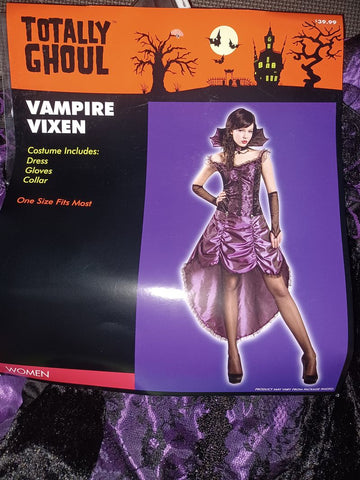 New Vampire Vixen Halloween Costume Purple Dress Fits S/M Women's - M