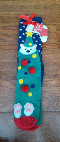 NEW Christmas Blue Green Socks Bear Socks