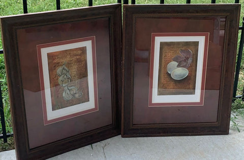 Framed at Statons 2 kitchen prints featuring onions and eggs Decor