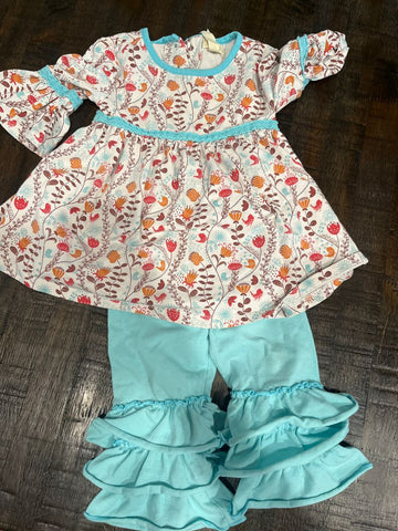 Matilda Jane Top is a 2 bottoms are 12-18 months but we wore together 18 Months