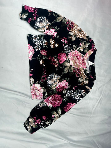 SHEIN Black with pink floral LS EUC 2T