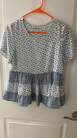 Paper Crane Blue floral tier top Junior Medium 5-7