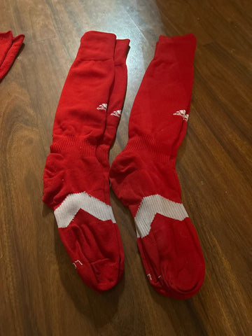 Adidas Soccer Socks 2 pair Red socks, size medium, fits men shoes size 5-8 Ball Sports