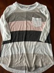 Flamingo urban Pink grey white stripe top Women's - L