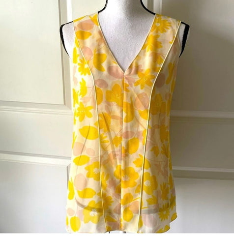 CAbi Front Porch Yellow Floral Sleeveless tank Women's - S