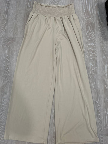 Tan pants Wide leg, elastic waist, pockets, so soft! Women's - L