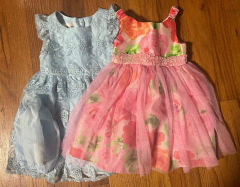 Various Blue Lace and Pink Flowers Dresses 18 Months