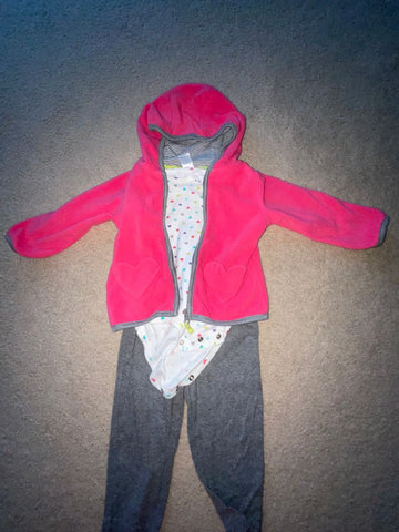 Carters Hooded fleece zip jacket, onesie, and pant set 18 Months