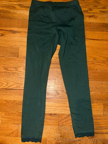 Emma & Elsa 10 12 Hunter green leggings slight loose hem on back 12