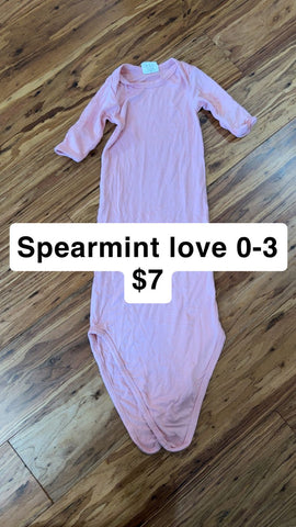 Spearmint love pink gown  0-3 Months