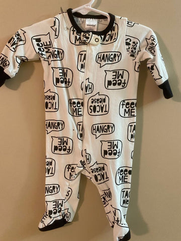 Onsie Boys sleeper Feed Me. One small spot on snap 0-3 Months