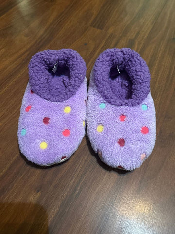 Snoozies Purple Polka dot House Shoes 13 (Lil' Kid)