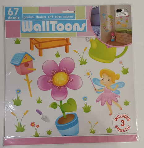 NEW Walltoons Wall Stickers Fairy Flower Garden 3 sheets Decor