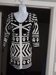 Stillettos Black and white print fitted dress Women's - M