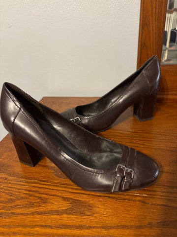 Nine West Brown leather heels 10 (Adult)