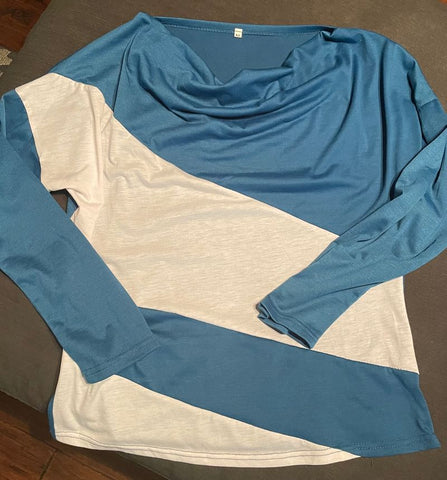 Shein Blue and white top, labeled XL fits like L Women's - L