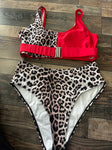 Red leopard 2 piece Women's - L