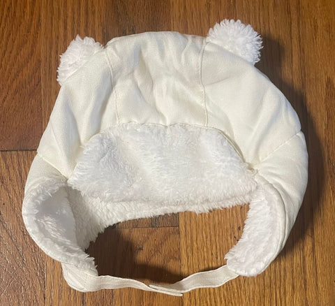 Wonder Nation White Fleece Winter Bear Cap 6-12 Months
