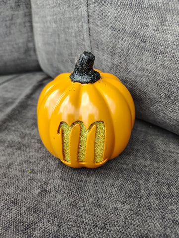 Fall Small fall pumpkin decor with "M" initial good used condition Decor