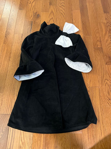Owls & Bats Black velour dress with white bow 6T/6X