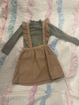 Wonder nation Kahki pleather jumper with green and white stripe shirt 3T/3