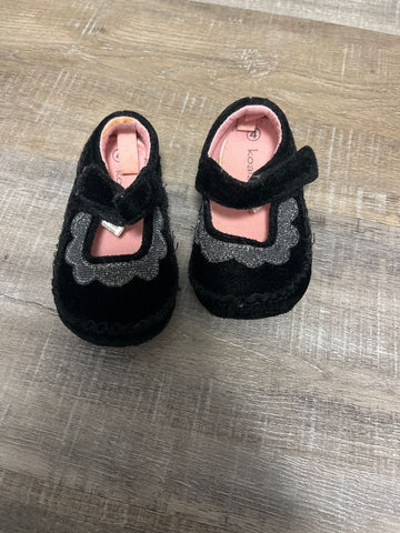 Koala Kids Black velour with silver accent 4 (Infant Shoe)