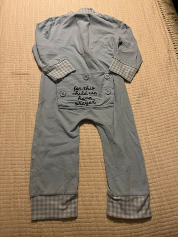 Saving Grace Smocks Gingham Trim Union Suit Pajamas EUC 2T
