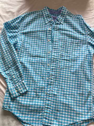 Saddlebred Blue/white checkered long sleeve button up Men's - M