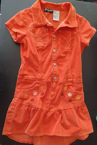 Babydoll 10-12 Orange Corduroy dress - missing some sequins 10