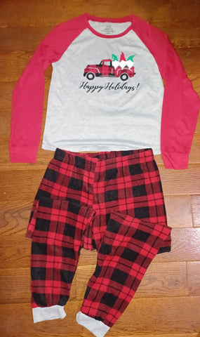 NEW Happy Holidays 2pc Top & Fleece Pants 10/12 no tags 10