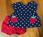 Child of Mine Girls Strawberry Polka Dot Shirt and Short Set 3-6 Months