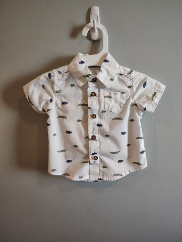 Carter's White alligator shirt size 3months EUC button down 3-6 Months
