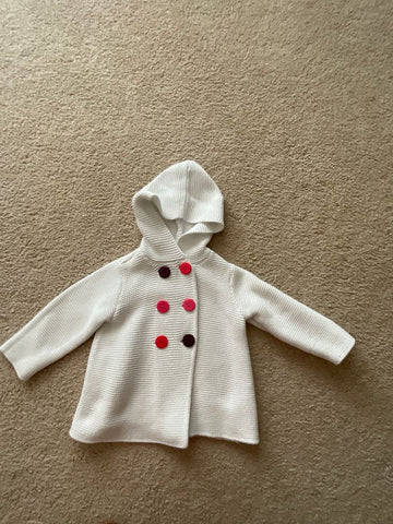 First Impressions Button front hooded sweater 18 Months