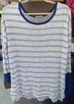 From TFD White long sleeve top with royal blue stripes Women's - S