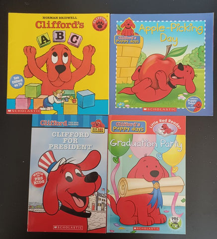 Clifford Lot of 4 President, Grad Party, ABC, Apple Picking Early Reader