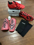 Adidas Soccer cleats Worn once. Shinguards & sleeves. All practically brand new 4 (Big Kid)
