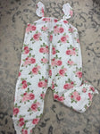 Mud Pie Gauze pink and white floral jumpsuit 3T/3