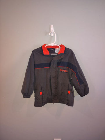Kids Headquarters Gray Navy oranfe zippered lightweight jacket good used condition 5T/5