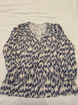 Wonderby Navy, beige and white chevron tunic Women's XL 16