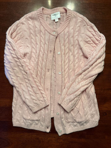 Little English Light pink cable knit sweater 6T/6X