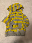 Carters Gray and yellow stripe lightweight zip up 18 Months