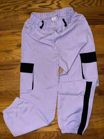 SHEIN youth Purple cargo joggers red spot on front may wash out worn once 10