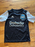 Adidas Black soccer jersey Small sweat wicking small spot on shoulder 6T/6X